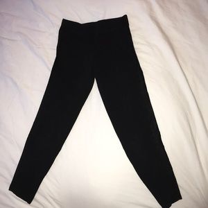 Leather panel girls black leggings